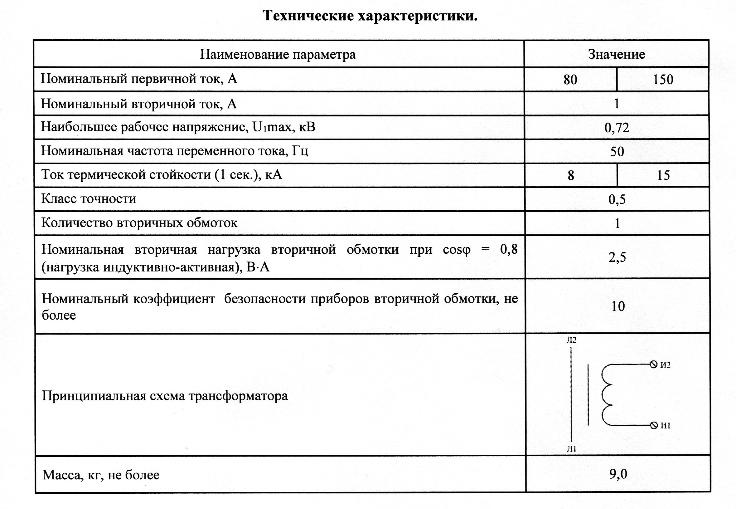 технические характеристики Трансформаторы тока ТШЛ-0,66-VII-3